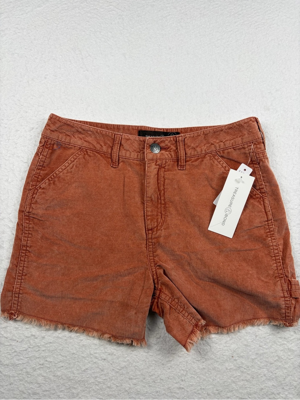 NWT Treasure &‎ Bond Nordstrom Rust Orange Corduroy Cutoff Shorts Frayed Hem 12